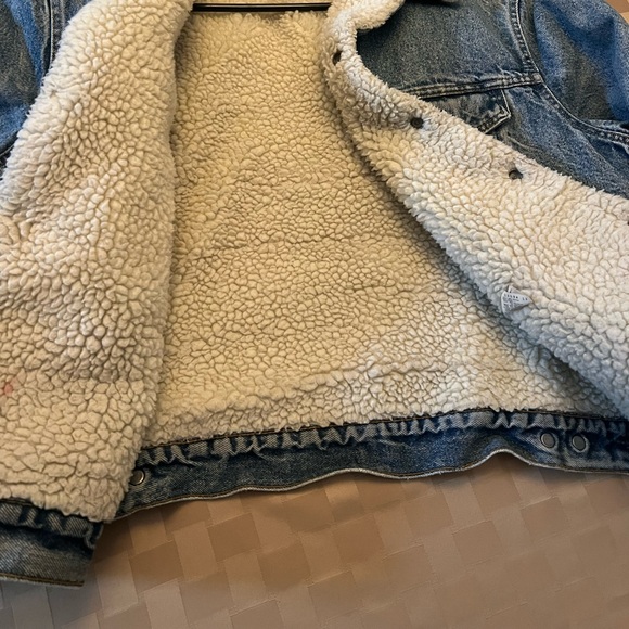 Vintage Sherpa-lined Levi's 80's 90's Denim Jacket Bomber Trucker 46R - Picture 1 of 9